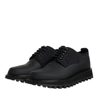 Dolce & Gabbana Black Leather Lace Up Trekking Dress Shoes