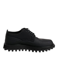 Dolce & Gabbana Black Leather Lace Up Trekking Dress Shoes