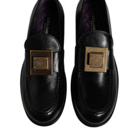 Dolce & Gabbana Black Leather Slip On Formal Mocassin Shoes