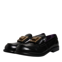 Dolce & Gabbana Black Leather Slip On Formal Mocassin Shoes