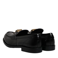 Dolce & Gabbana Black Leather Slip On Formal Mocassin Shoes