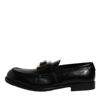 Dolce & Gabbana Black Leather Slip On Formal Mocassin Shoes