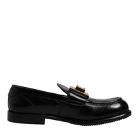 Dolce & Gabbana Black Leather Slip On Formal Mocassin Shoes