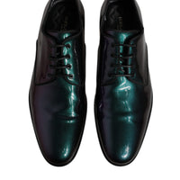 Dolce & Gabbana Multicolor Peacock Patent Leather Derby Men Dress Shoes