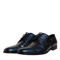 Dolce & Gabbana Multicolor Peacock Patent Leather Derby Men Dress Shoes