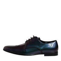 Dolce & Gabbana Multicolor Peacock Patent Leather Derby Men Dress Shoes