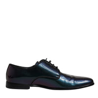 Dolce & Gabbana Multicolor Peacock Patent Leather Derby Men Dress Shoes