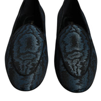 Dolce & Gabbana Blue Black Flats Men Loafers Dress Shoes