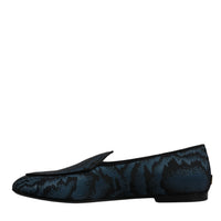 Dolce & Gabbana Blue Black Flats Men Loafers Dress Shoes