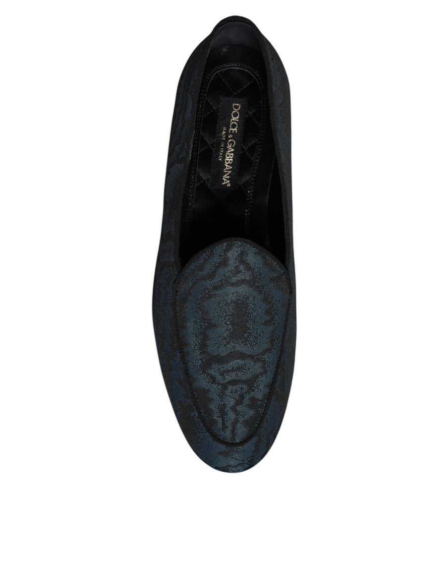 Dolce & Gabbana Blue Black Flats Men Loafers Dress Shoes