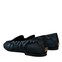 Dolce & Gabbana Blue Black Flats Men Loafers Dress Shoes