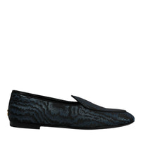 Dolce & Gabbana Blue Black Flats Men Loafers Dress Shoes