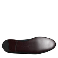 Dolce & Gabbana Blue Black Flats Men Loafers Dress Shoes