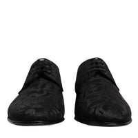 Dolce & Gabbana Black Jacquard Lace Up Derby Dress Shoes