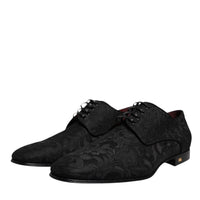 Dolce & Gabbana Black Jacquard Lace Up Derby Dress Shoes