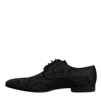 Dolce & Gabbana Black Jacquard Lace Up Derby Dress Shoes