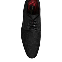 Dolce & Gabbana Black Jacquard Lace Up Derby Dress Shoes