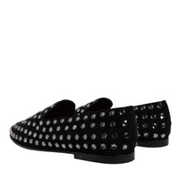 Dolce & Gabbana Black Crystal Embellished Loafers Dress Shoes