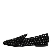 Dolce & Gabbana Black Crystal Embellished Loafers Dress Shoes