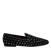 Dolce & Gabbana Black Crystal Embellished Loafers Dress Shoes