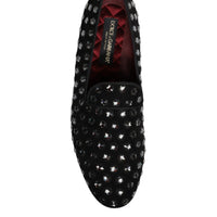 Dolce & Gabbana Black Crystal Embellished Loafers Dress Shoes