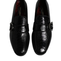 Dolce & Gabbana Black Exotic Leather DG Logo Loafers Formal Dress Shoes