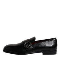 Dolce & Gabbana Black Exotic Leather DG Logo Loafers Formal Dress Shoes