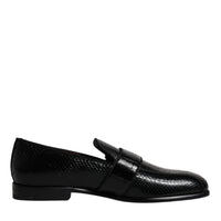 Dolce & Gabbana Black Exotic Leather DG Logo Loafers Formal Dress Shoes