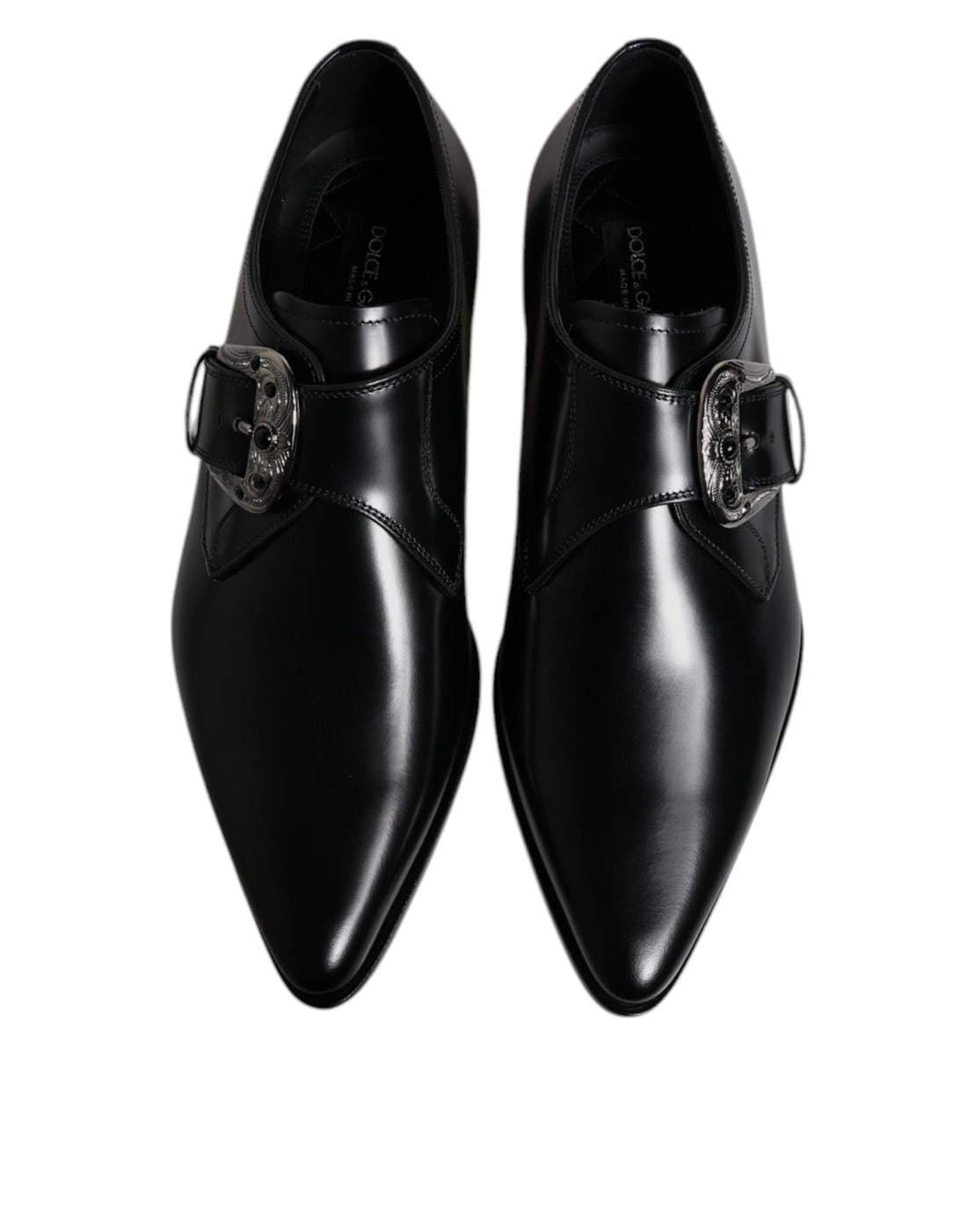 Dolce & Gabbana Black Leather Monk Strap Derby Formal Shoes