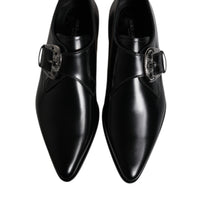 Dolce & Gabbana Black Leather Monk Strap Derby Formal Shoes