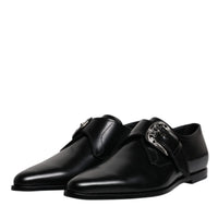 Dolce & Gabbana Black Leather Monk Strap Derby Formal Shoes