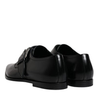 Dolce & Gabbana Black Leather Monk Strap Derby Formal Shoes