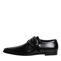 Dolce & Gabbana Black Leather Monk Strap Derby Formal Shoes