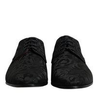 Dolce & Gabbana Black Jacquard Lace Up Derby Formal Dress Shoes