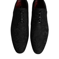 Dolce & Gabbana Black Jacquard Lace Up Derby Formal Dress Shoes