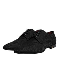 Dolce & Gabbana Black Jacquard Lace Up Derby Formal Dress Shoes