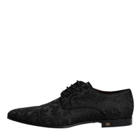 Dolce & Gabbana Black Jacquard Lace Up Derby Formal Dress Shoes