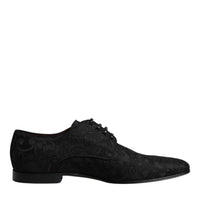 Dolce & Gabbana Black Jacquard Lace Up Derby Formal Dress Shoes