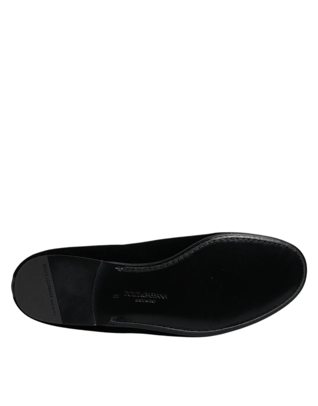 Dolce & Gabbana Black Velvet DG Logo Loafers Formal Shoes