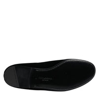 Dolce & Gabbana Black Velvet DG Logo Loafers Formal Shoes