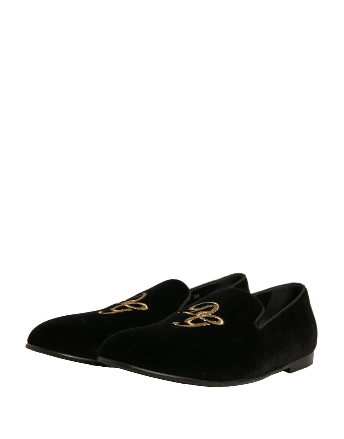 Dolce & Gabbana Black Velvet DG Logo Loafers Formal Shoes