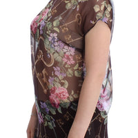 Dolce & Gabbana Elegant Floral Silk Blouse with Cap Sleeves