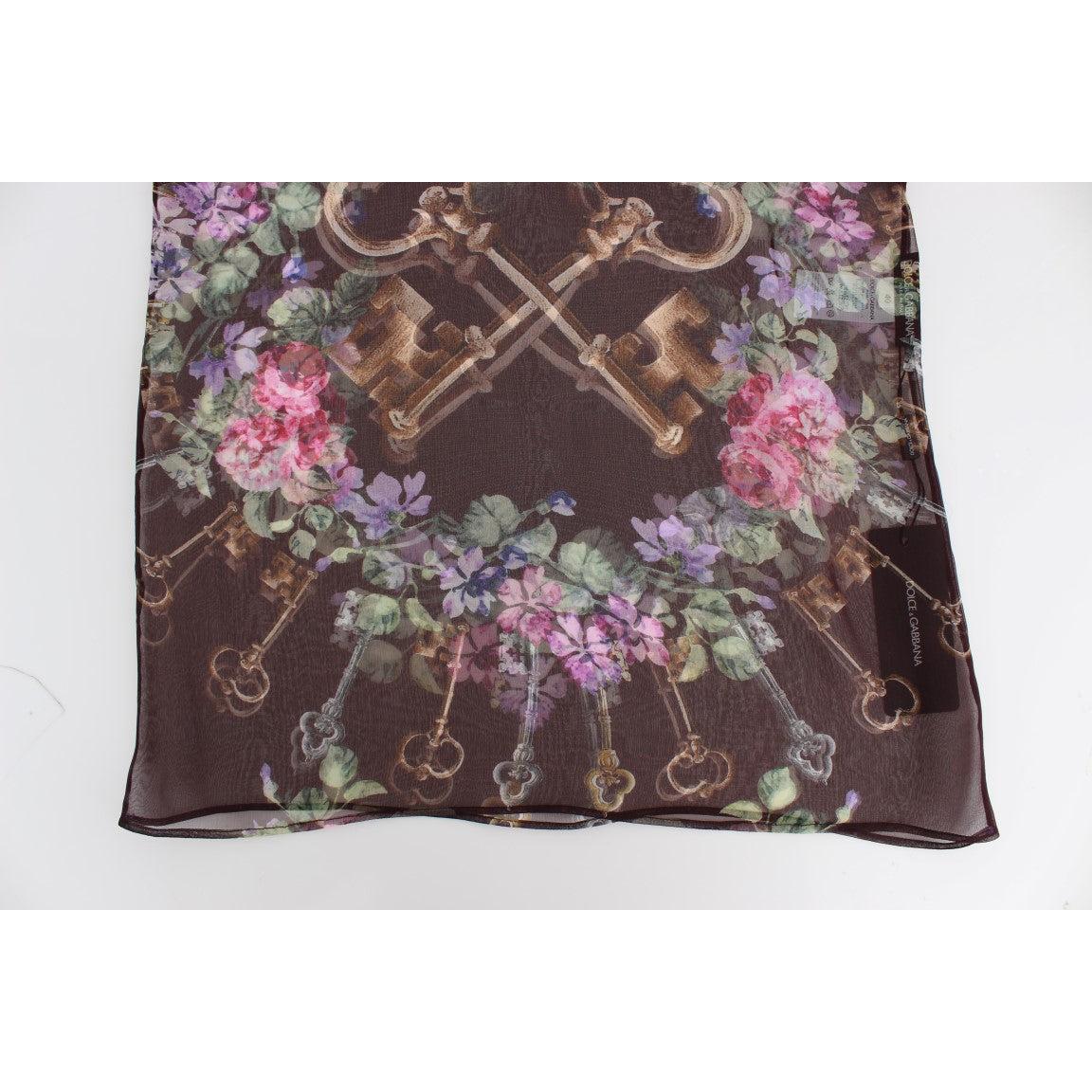 Dolce &amp; Gabbana Elegant Floral Silk Blouse with Cap Sleeves