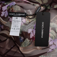 Dolce & Gabbana Elegant Floral Silk Blouse with Cap Sleeves