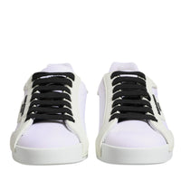 Dolce & Gabbana White Nylon Leather Low Top Sneakers Shoes