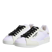 Dolce & Gabbana White Nylon Leather Low Top Sneakers Shoes