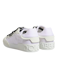 Dolce & Gabbana White Nylon Leather Low Top Sneakers Shoes