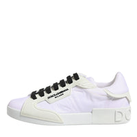 Dolce & Gabbana White Nylon Leather Low Top Sneakers Shoes