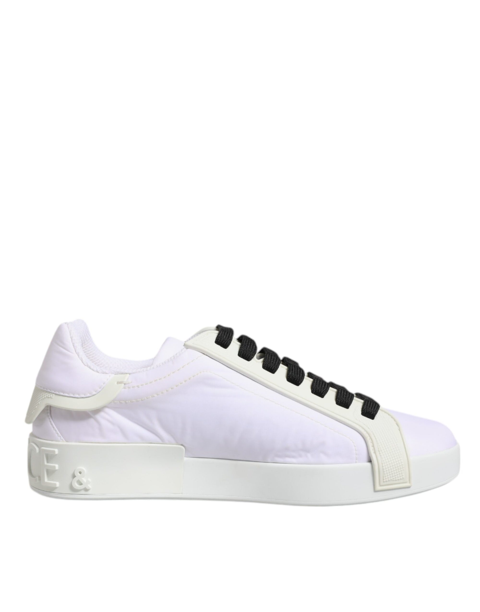 Dolce &amp; Gabbana White Nylon Leather Low Top Sneakers Shoes