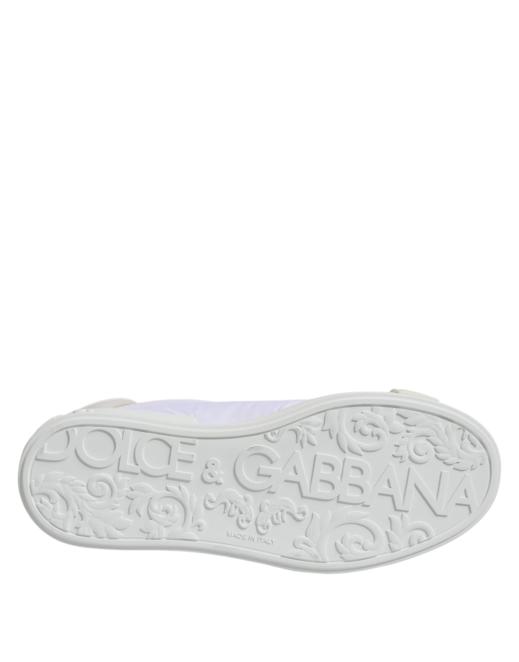 Dolce &amp; Gabbana White Nylon Leather Low Top Sneakers Shoes